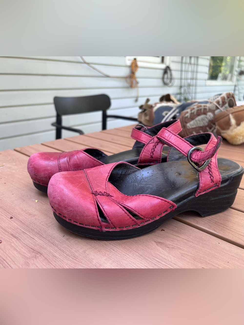 Dansko red Leather Mary Jane Sandals - Comfort Clogs